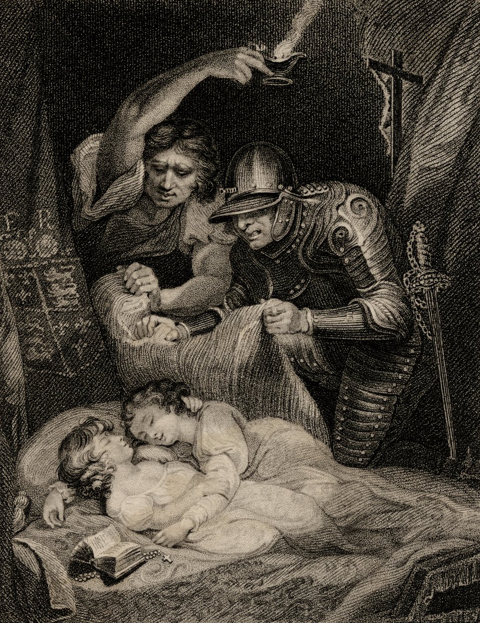 Śmierć króla Edwarda V (1470-83) i jego brata Ryszarda (1472-83) księcia Yorku autorstwa English School