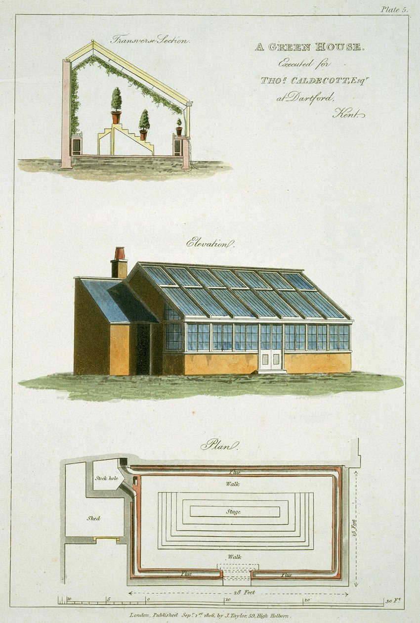 Projekt zielonego domu, wykonany dla Thomasa Caldecotta w Dartford, Kent, 1806 autorstwa English School