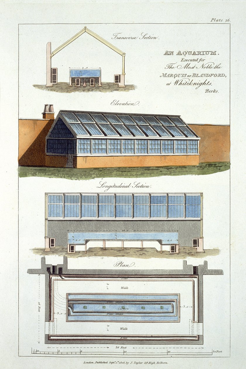 Projekt akwarium, wykonany dla markiza Blandford w Whiteknights, 1806 autorstwa English School
