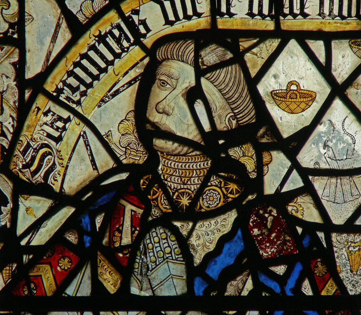 Fragment okna przedstawiający dawcę (witraż) (detal 344929) autorstwa English School