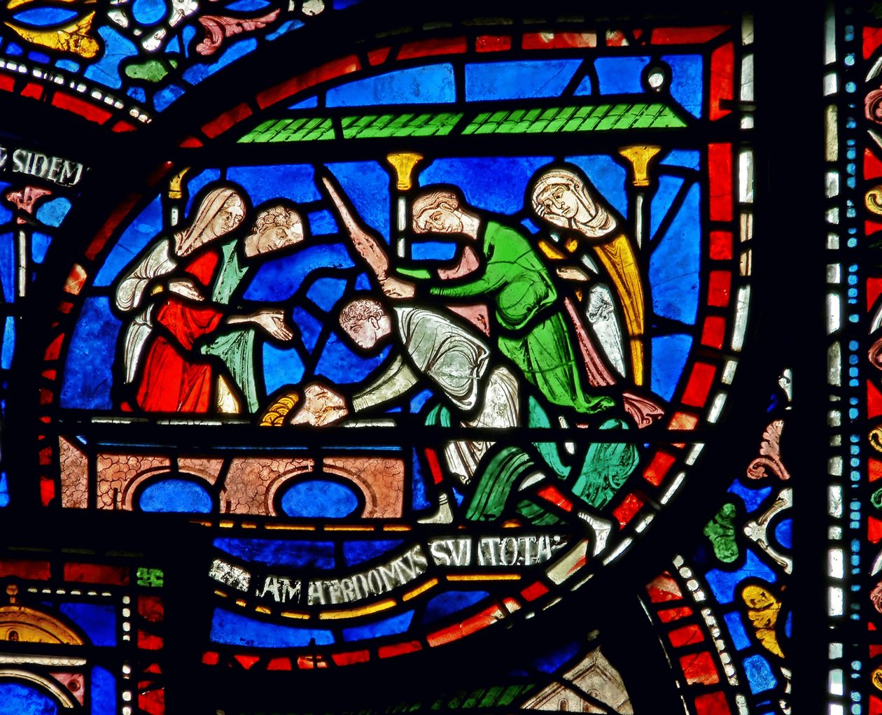 Fragment okna cudów przedstawiający historię Richarda Sunievesa autorstwa English School