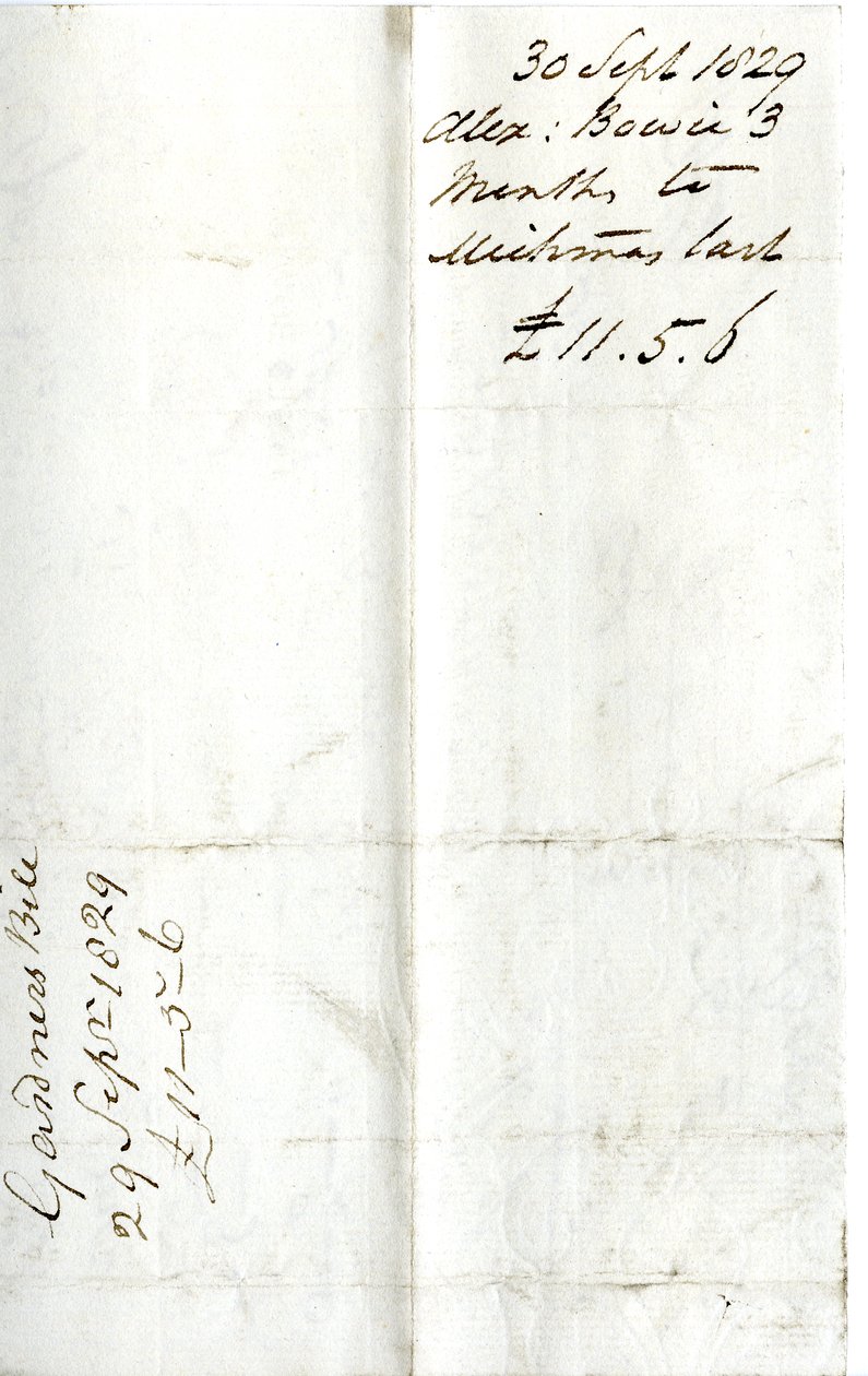 Devonshire MSS AS 3101, folio z pakietu rachunków uregulowanych przez Pinder Simpsona dla Lorda George