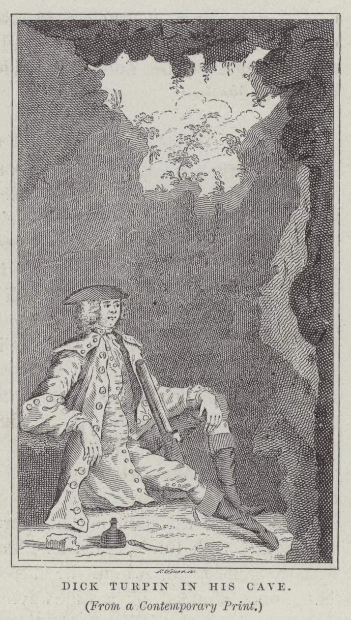 Dick Turpin w swojej jaskini (rycina) autorstwa English School