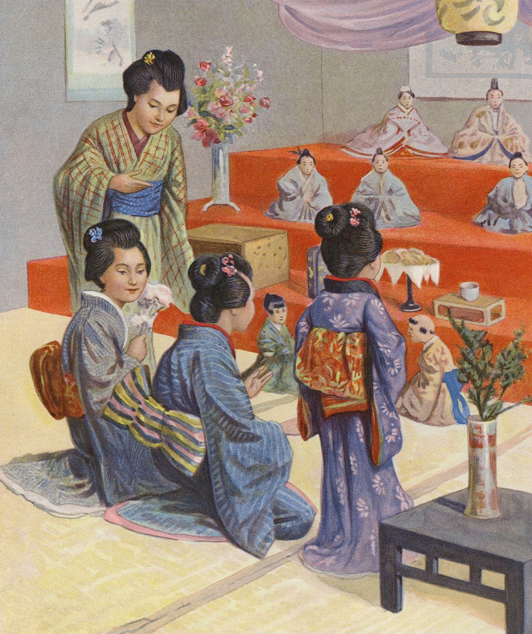 Festiwal lalek w Japonii (kolorowa litografia) autorstwa English School