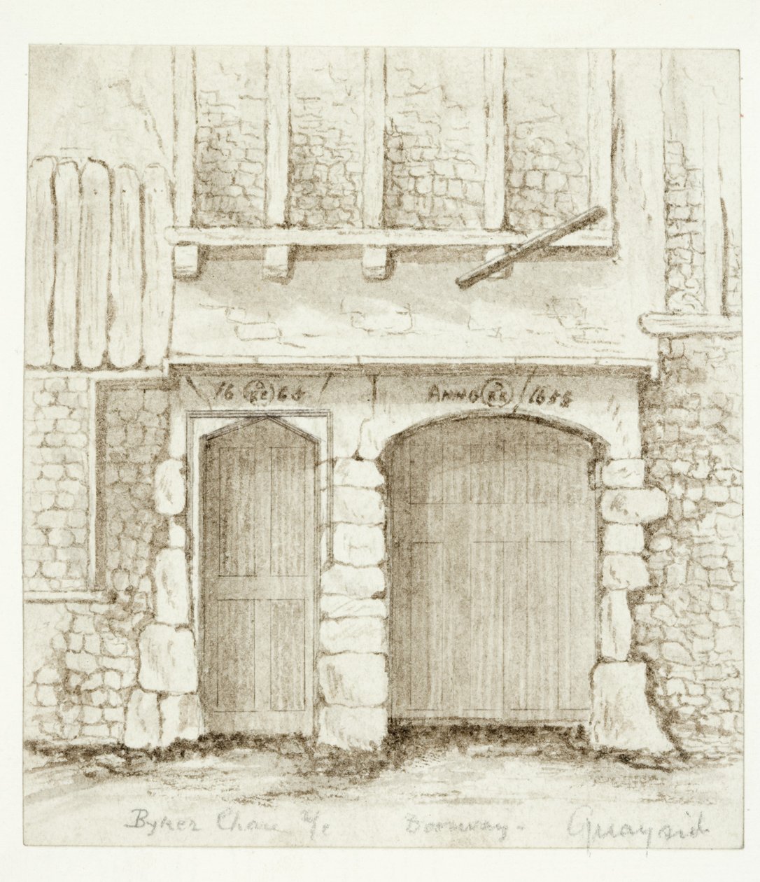 Doorway, Byker Chase, Quayside, Newcastle (atrament w kolorze sepii na papierze) autorstwa English School