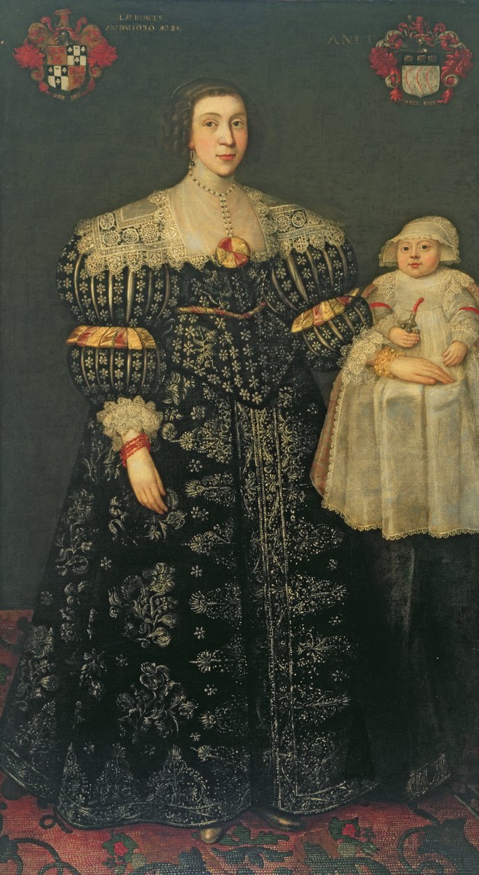 Podwójny portret Maryi, Lady Bowes, lat 24, i jej najstarszego syna, Tomasza, 1630 autorstwa English School