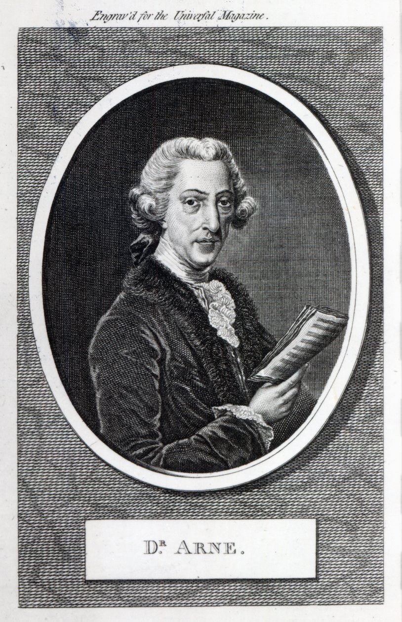 Dr Arne, grawerowany dla „The Universal Magazine”, 1787 (grawerunek) (zdjęcie bw) autorstwa English School