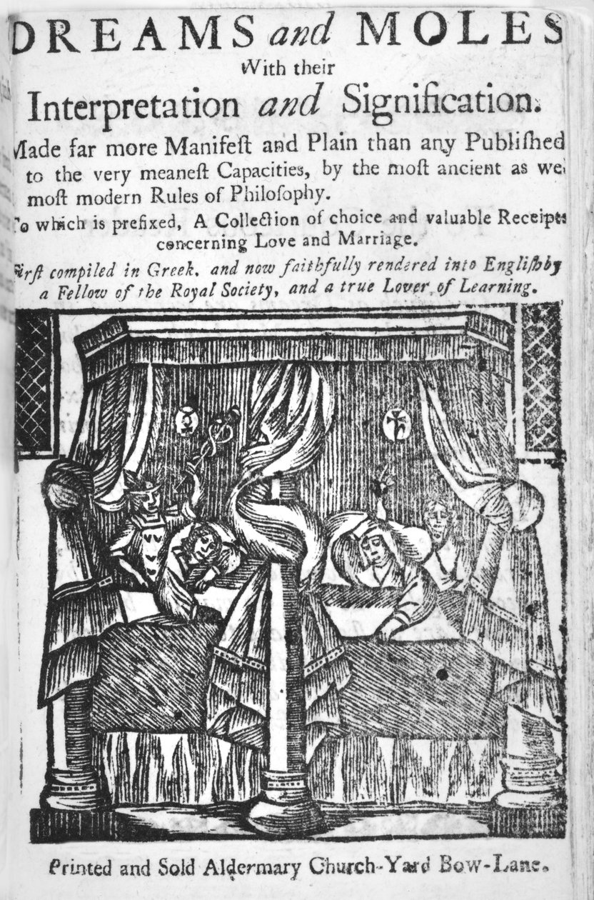 Sny i krety, strona tytułowa, ok. 1750 (drzewryt) autorstwa English School
