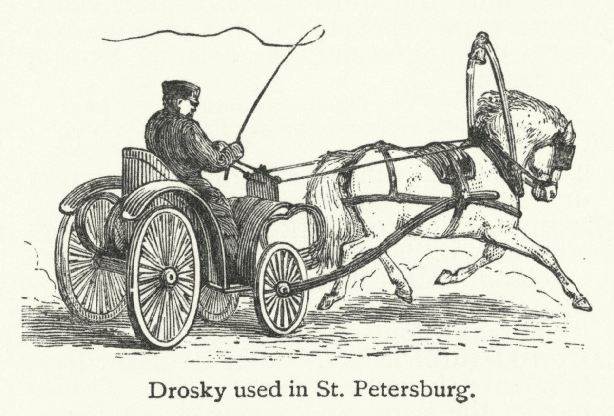 Drosky używany w Petersburgu (grawerunek) autorstwa English School