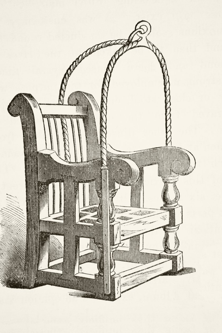 Kaczy stołek używany w XV wieku, z „The National and Domestic History of England” Williama Hickmana Smitha Aubreya (1858-1916) opublikowanego w Londynie, ok. 1890 r. autorstwa English School