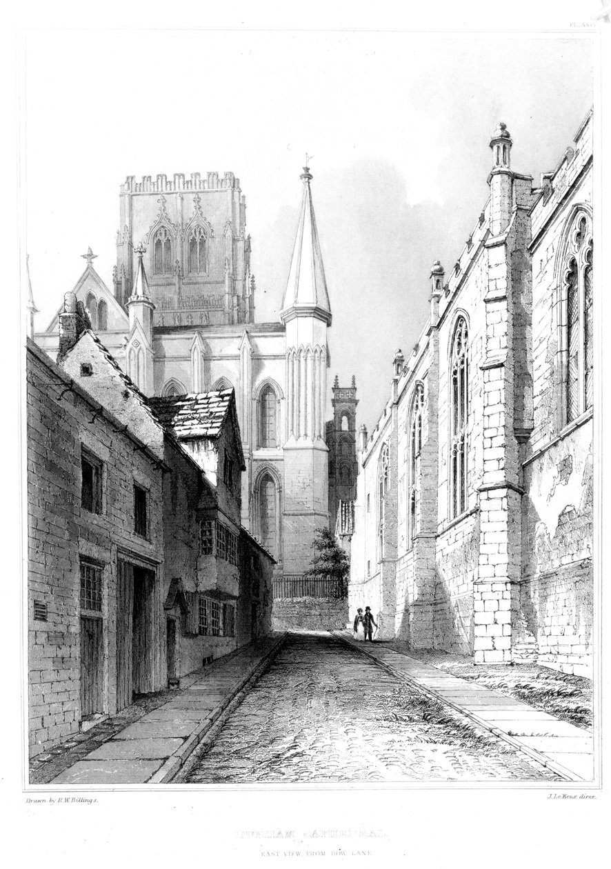 Katedra w Durham, widok na wschód od Bow Lane autorstwa English School