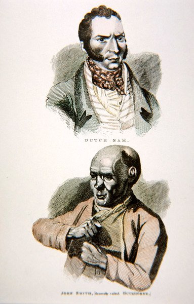 Holenderski Sam i John Smith, z ryciny opublikowanej w 1812 r. (kolor lito) autorstwa English School