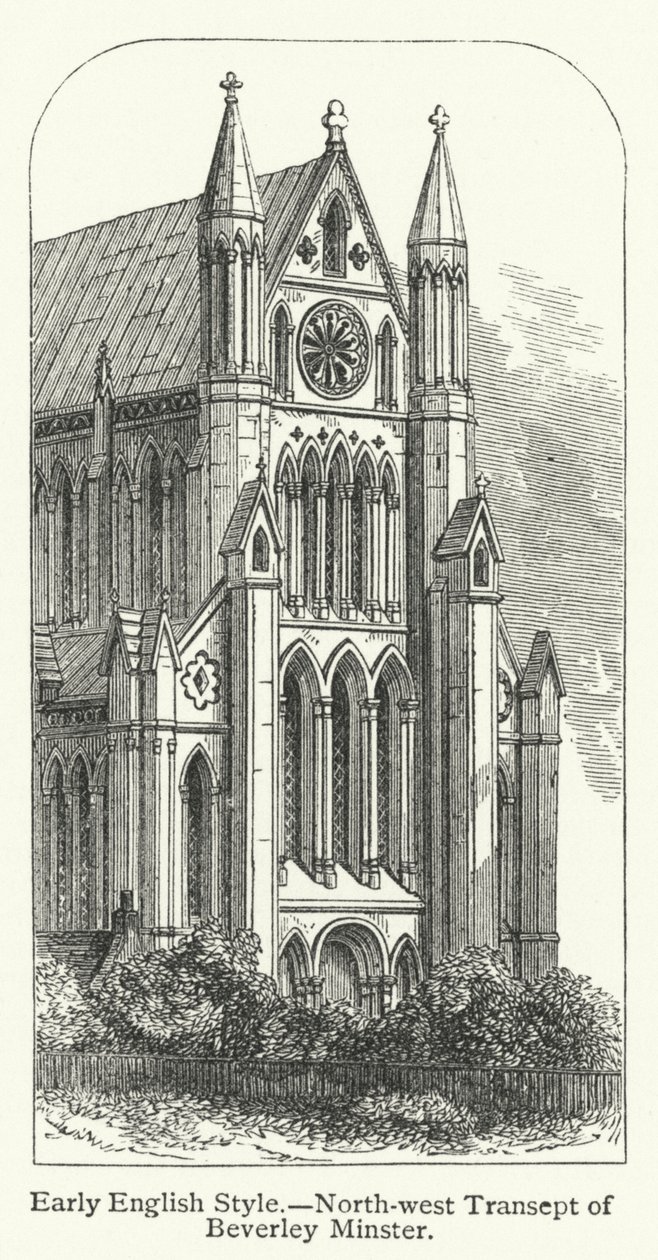 Wczesny styl angielski, północno-zachodni transept Beverley Minster (rycina) autorstwa English School