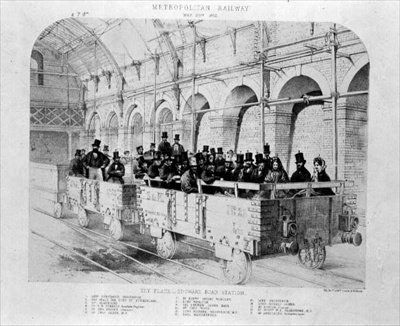 Edgware Road Station na inauguracyjnej podróży Metropolitan Railway, 24 maja 1862 (lito) autorstwa English School