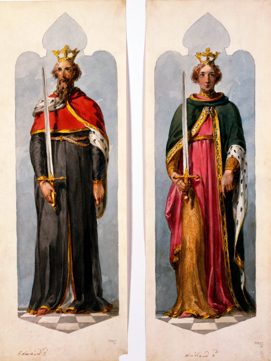 Edward II i Ryszard I (wc na papierze) autorstwa English School