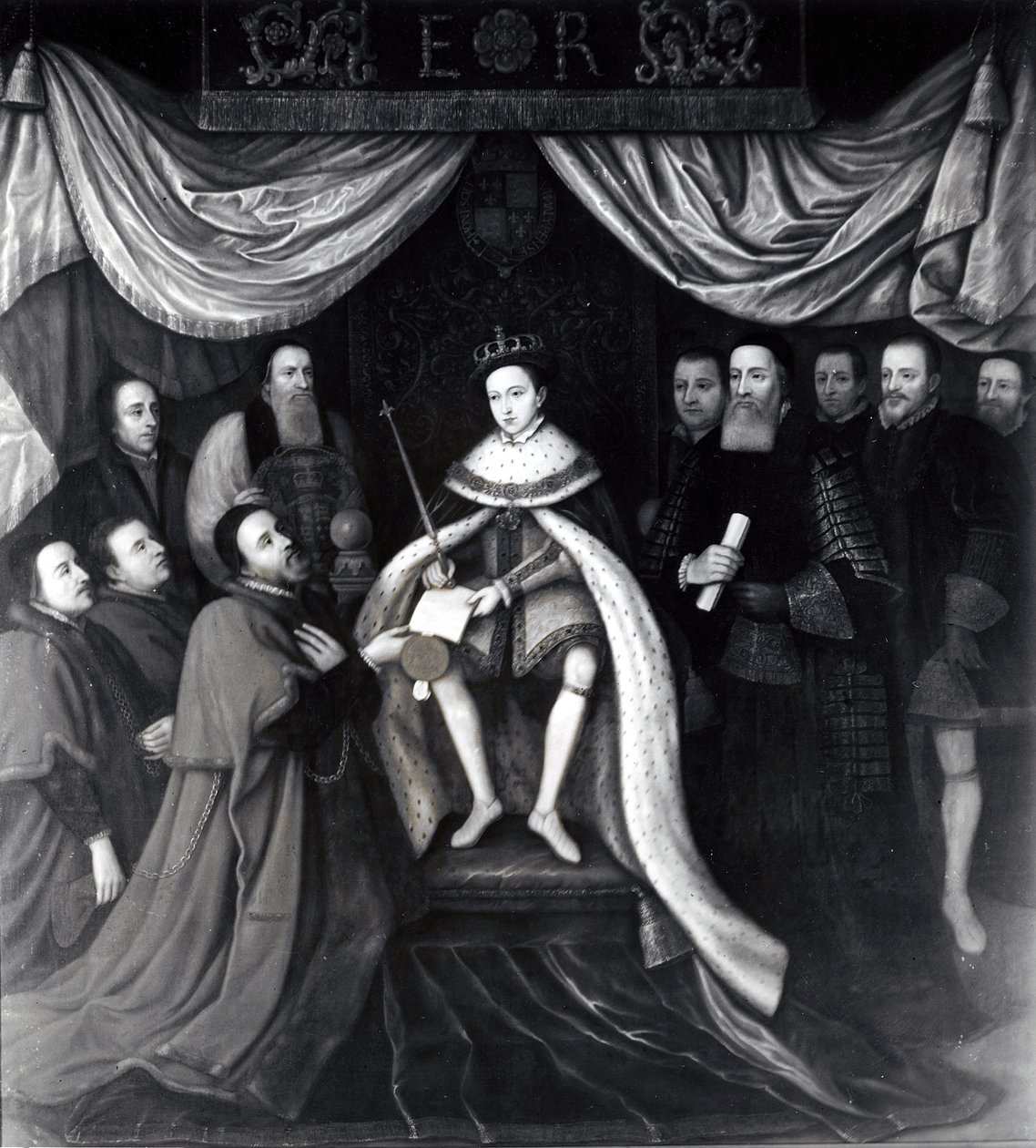 Edward VI (1537-53) Przyznanie statutu szpitalom Bridewell i Betlejem w 1553 roku (patrz także 111677) autorstwa English School