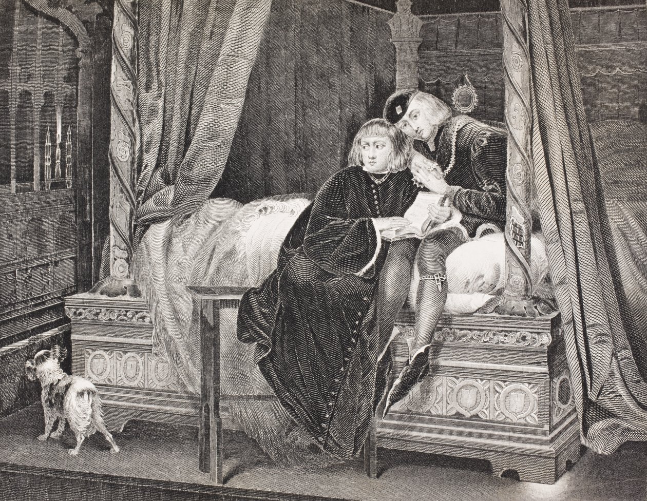 Edward V i Richard, książę Yorku w wieży, z „Galerii portretów historycznych”, wydanej ok. 1880 r. autorstwa English School