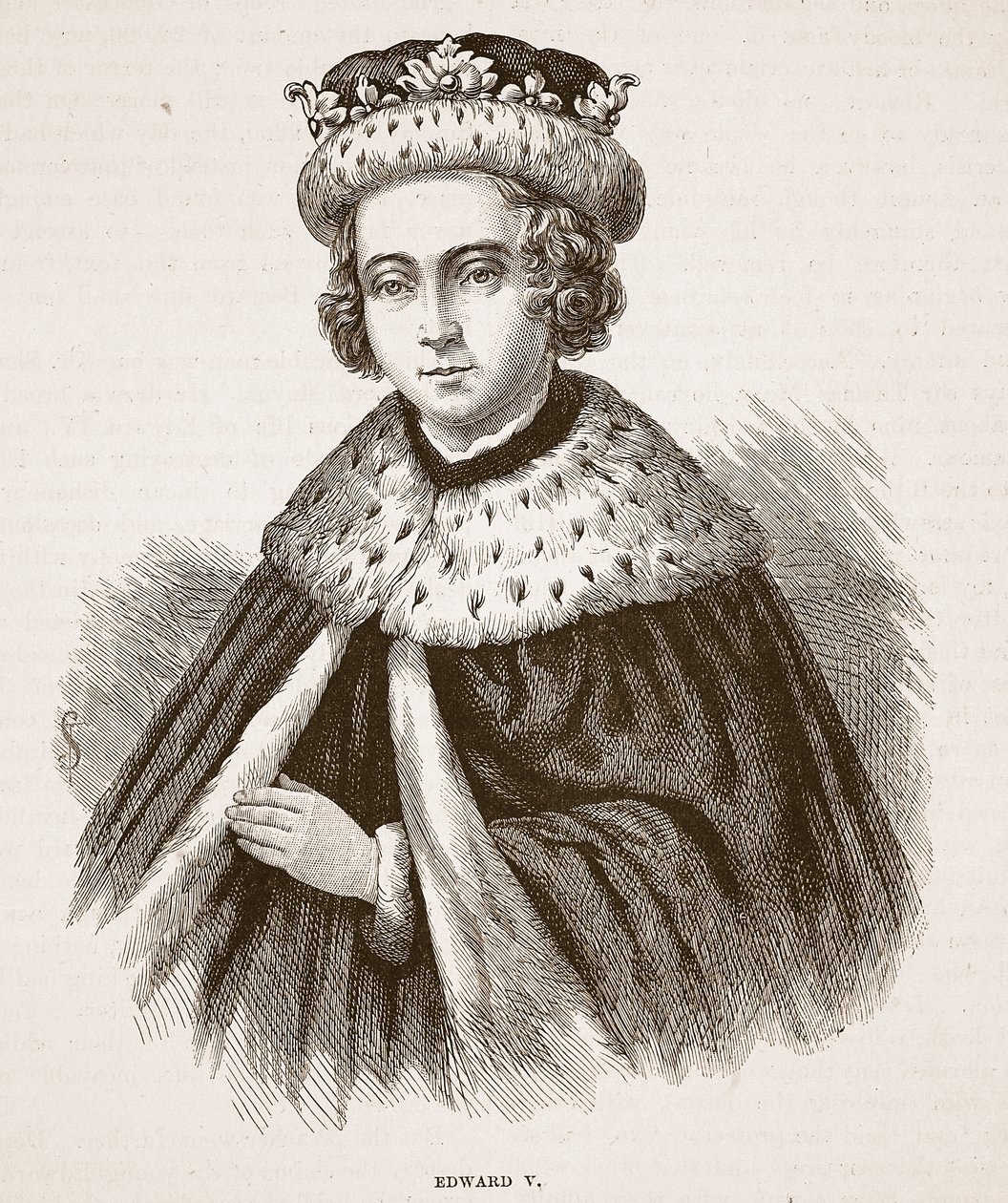Edward V, ilustracja z Cassells Illustrated History of England (zdjęcie w sepii) autorstwa English School