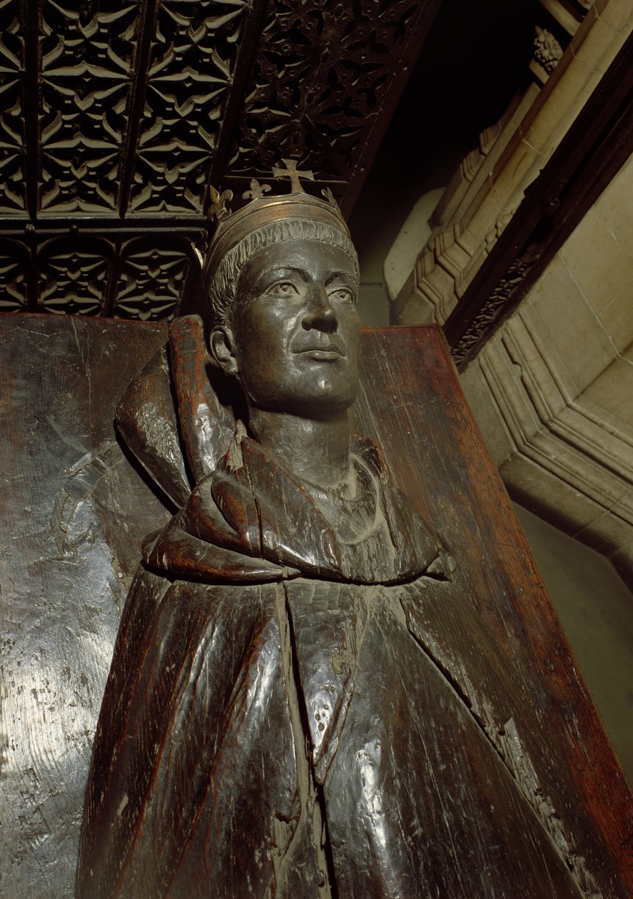 Wizerunek Henryka V (1387-1422) (dąb i żywica poliestrowa) autorstwa English School
