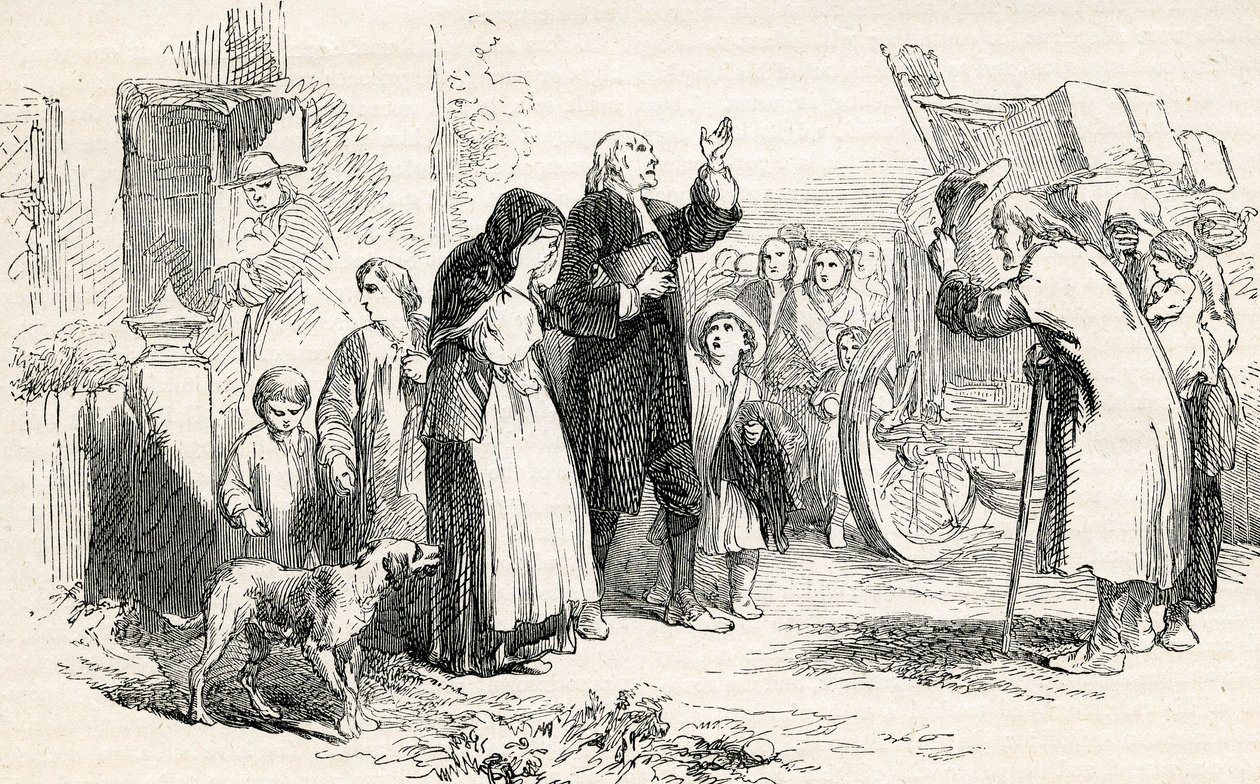 Wyrzucenie nonkonformistów w dzień św. Bartłomieja, XIX w. autorstwa English School