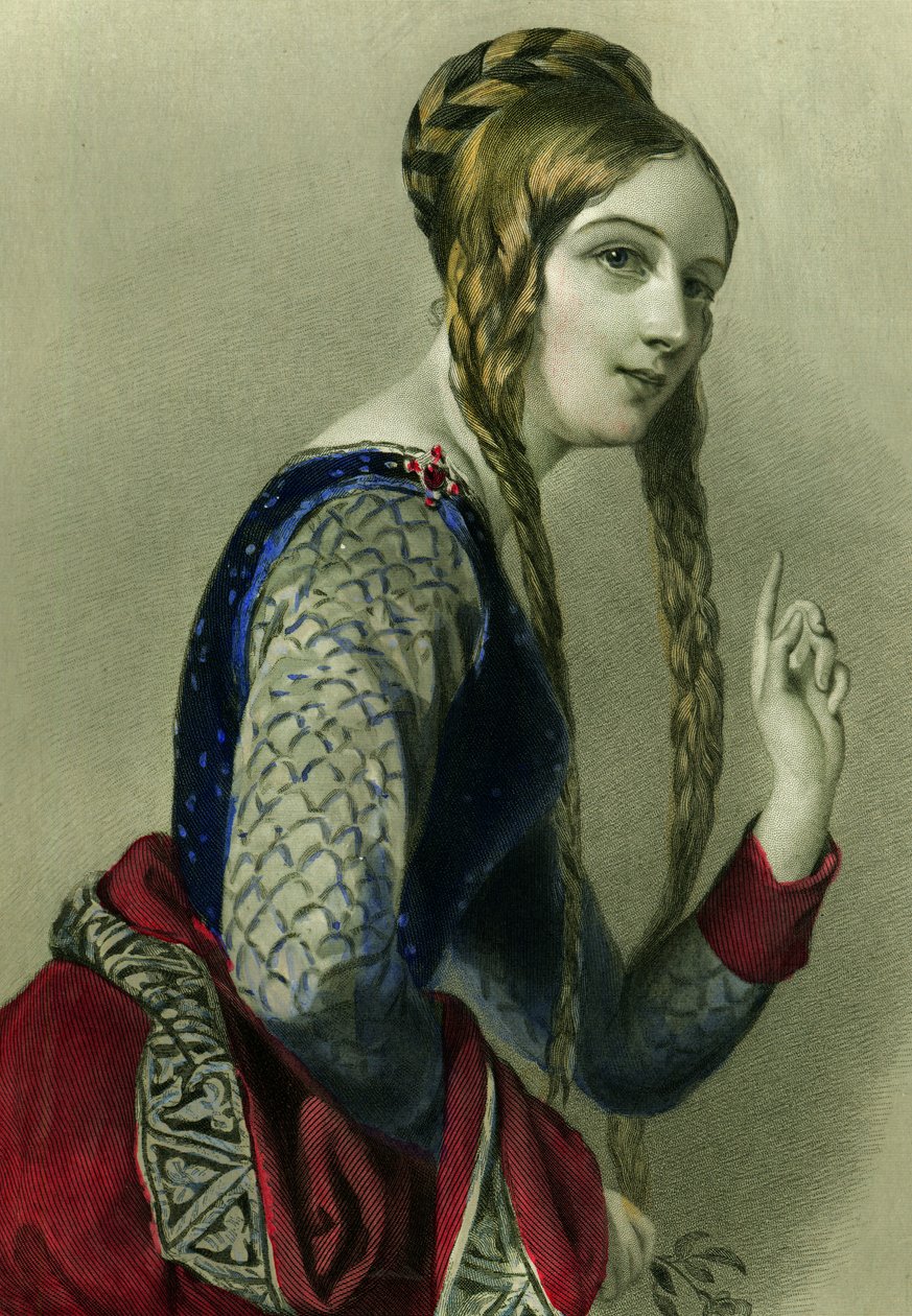 Eleonora Akwitańska, królowa Henryka II, druk Henry G. Bohn, 1856 (kolor grawerowany) autorstwa English School