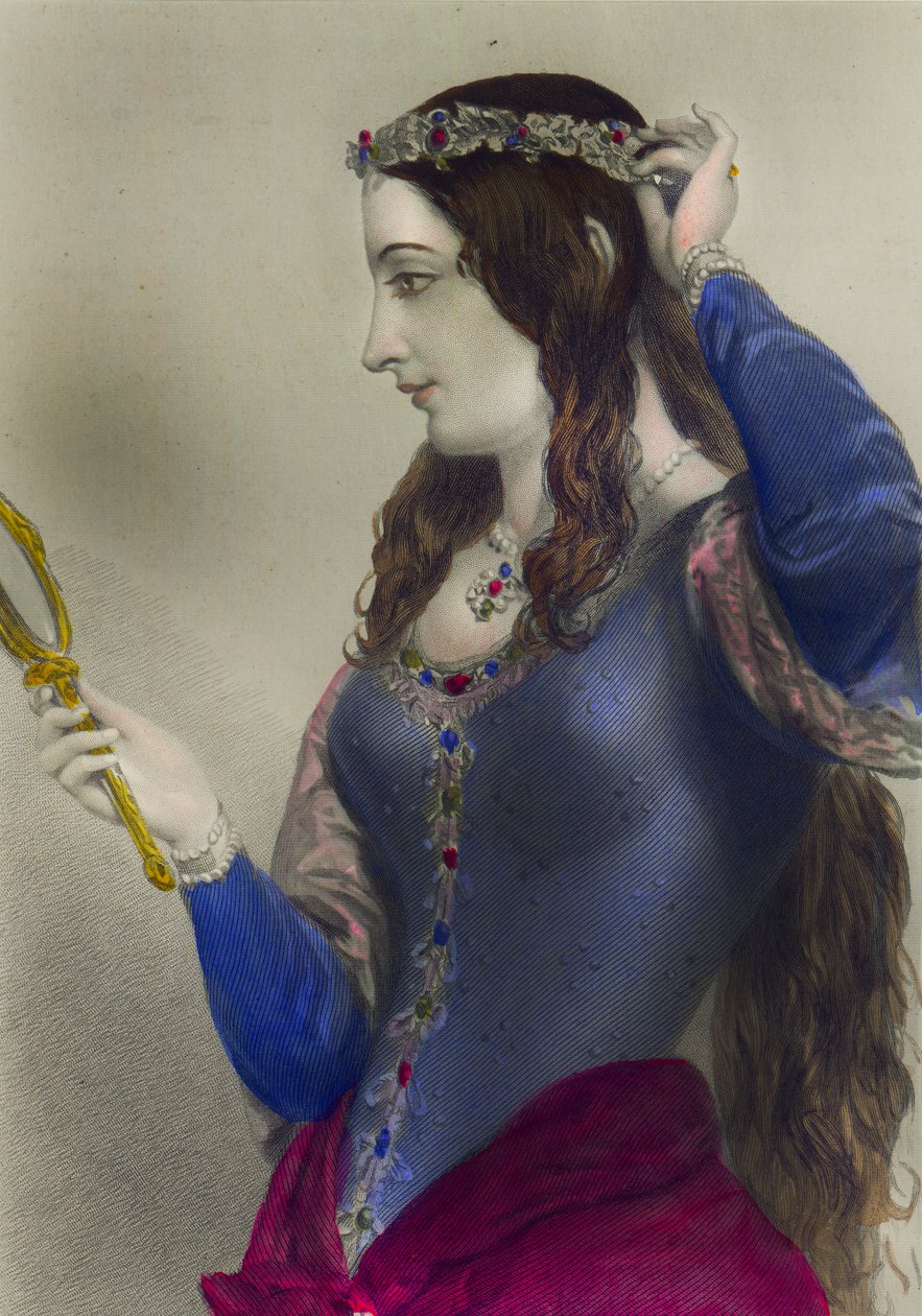 Eleonora prowansalska, królowa małżonka Henryka III Anglii, druk Henry G. Bohn, Londyn, 1856 (kolor grawerowany) autorstwa English School
