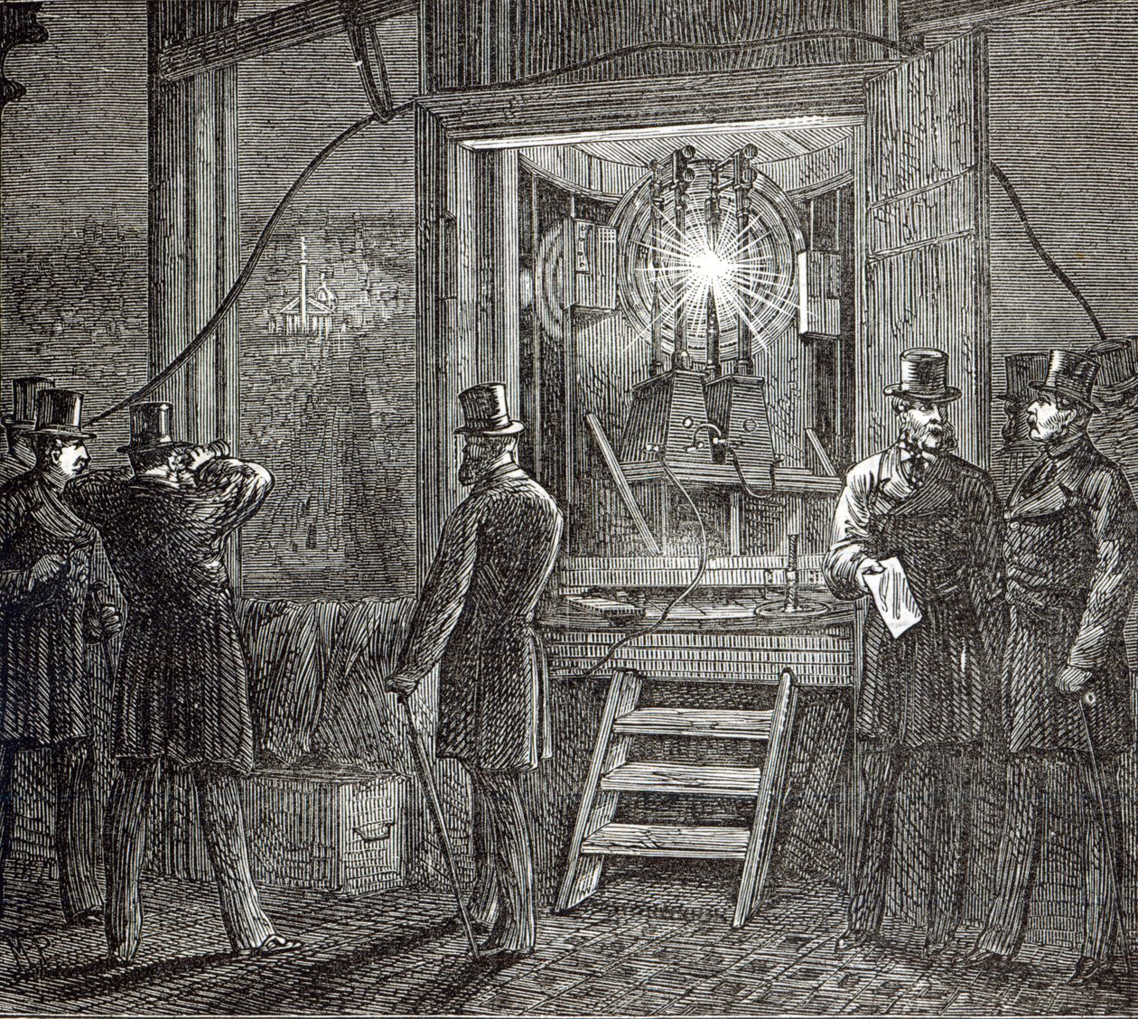 Aparatura elektryczna do wieży zegarowej, Houses of Parliament z The Illustrated London News, 16 sierpnia 1873 r autorstwa English School