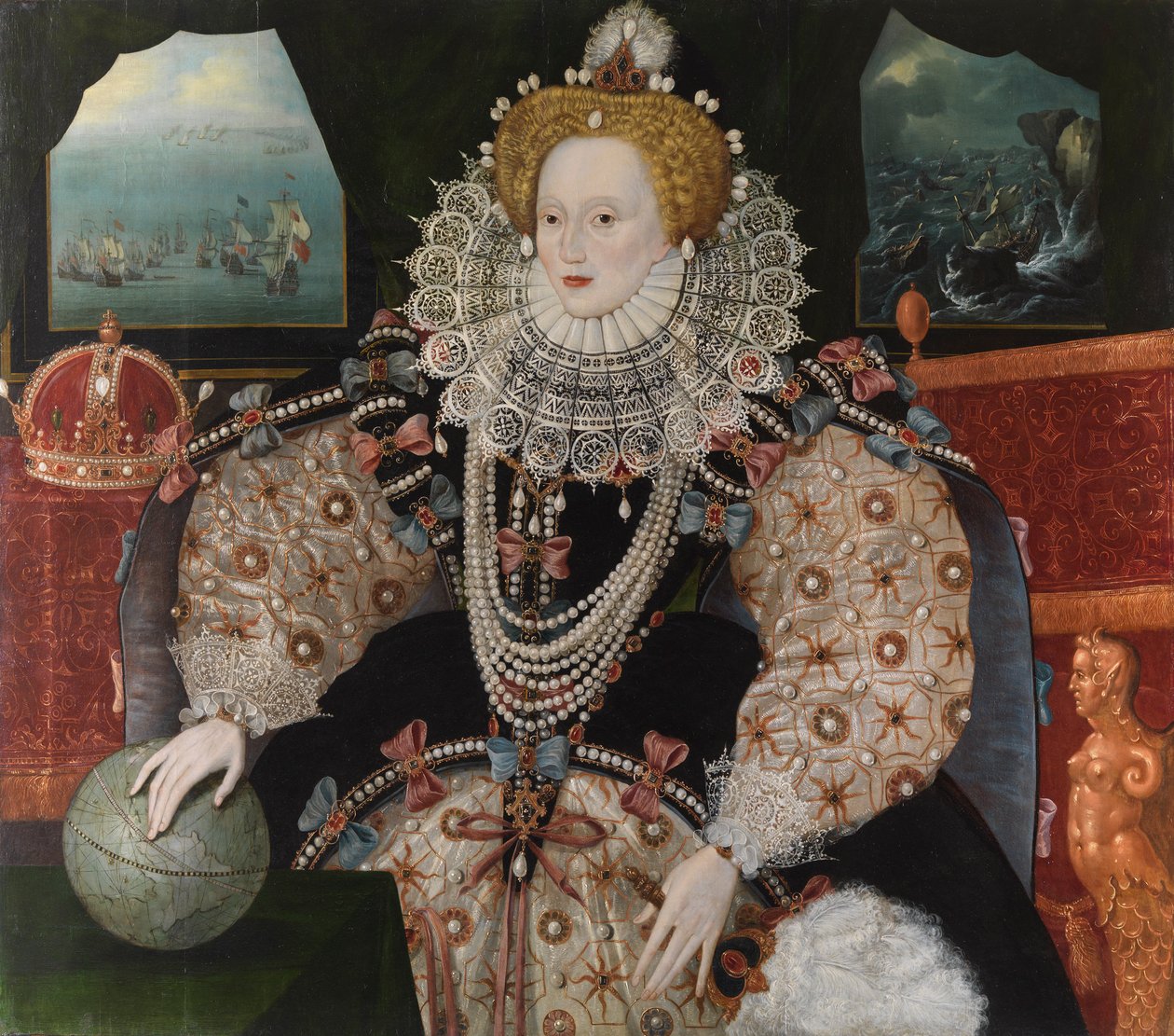 Elżbieta I ("Portret Armady"), ok. 1588 (olej na płycie dębowej) autorstwa English School