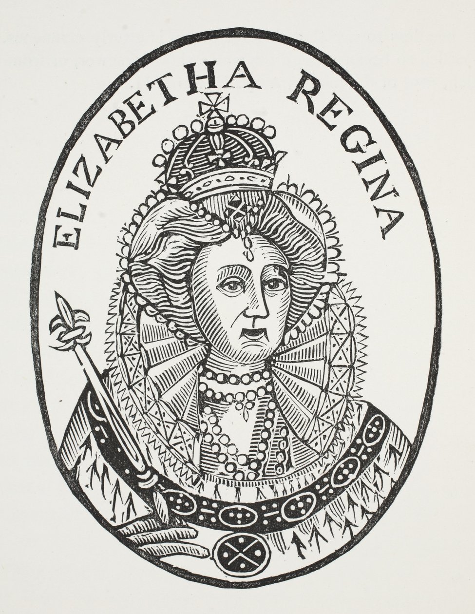 Elizabeth Regina, ilustracja z książki Rozdział XVIII, autorstwa Johna Ashtona, wyd. 1882 autorstwa English School
