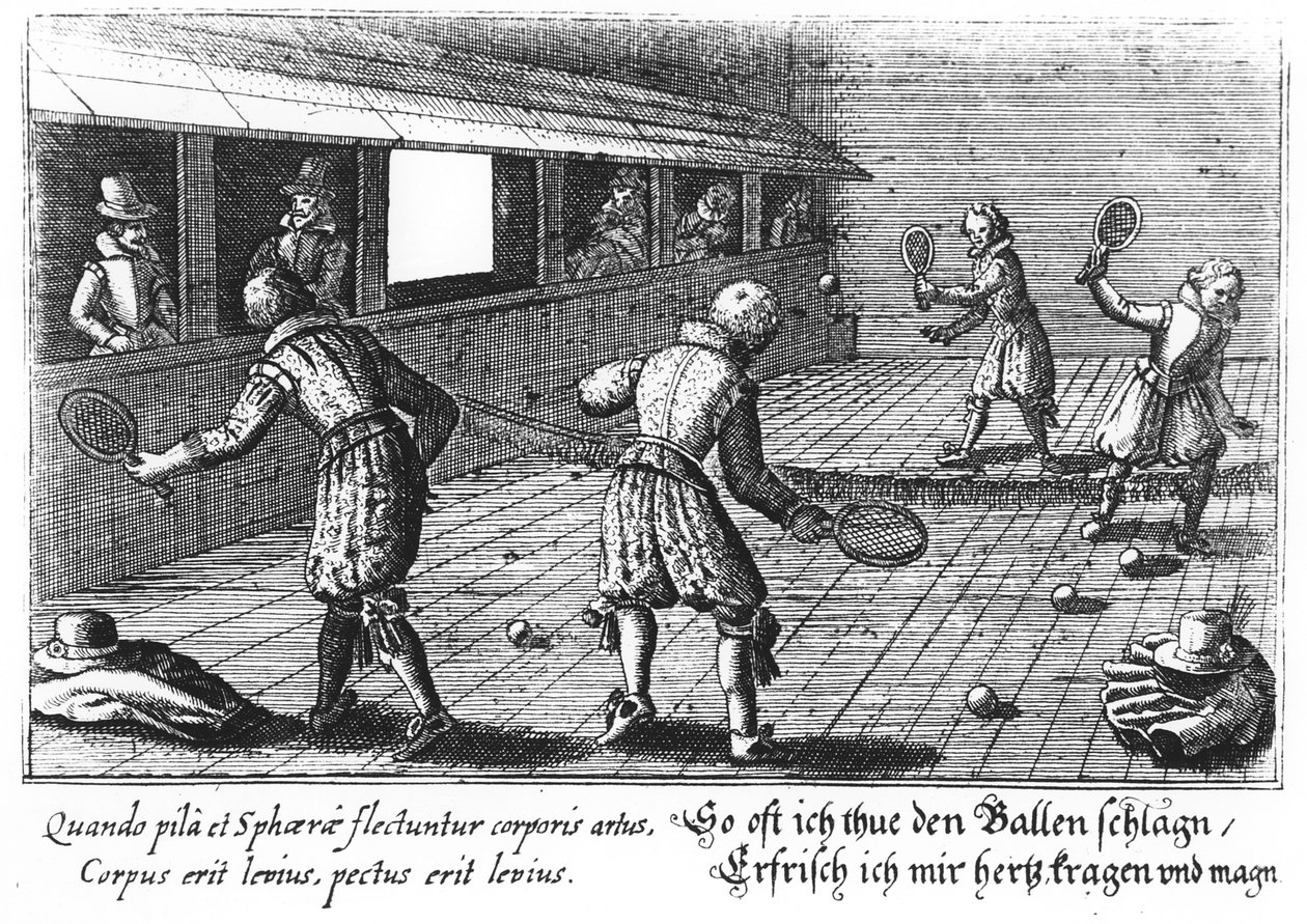 Tenis elżbietański (grawerowanie) autorstwa English School