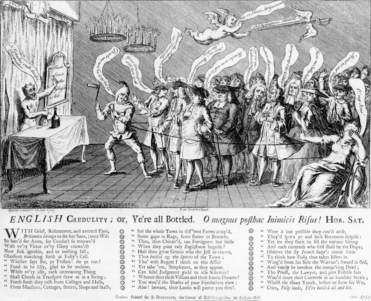 Angielska łatwowierność lub Yere wszystko zabutelkowane, 1749 autorstwa English School