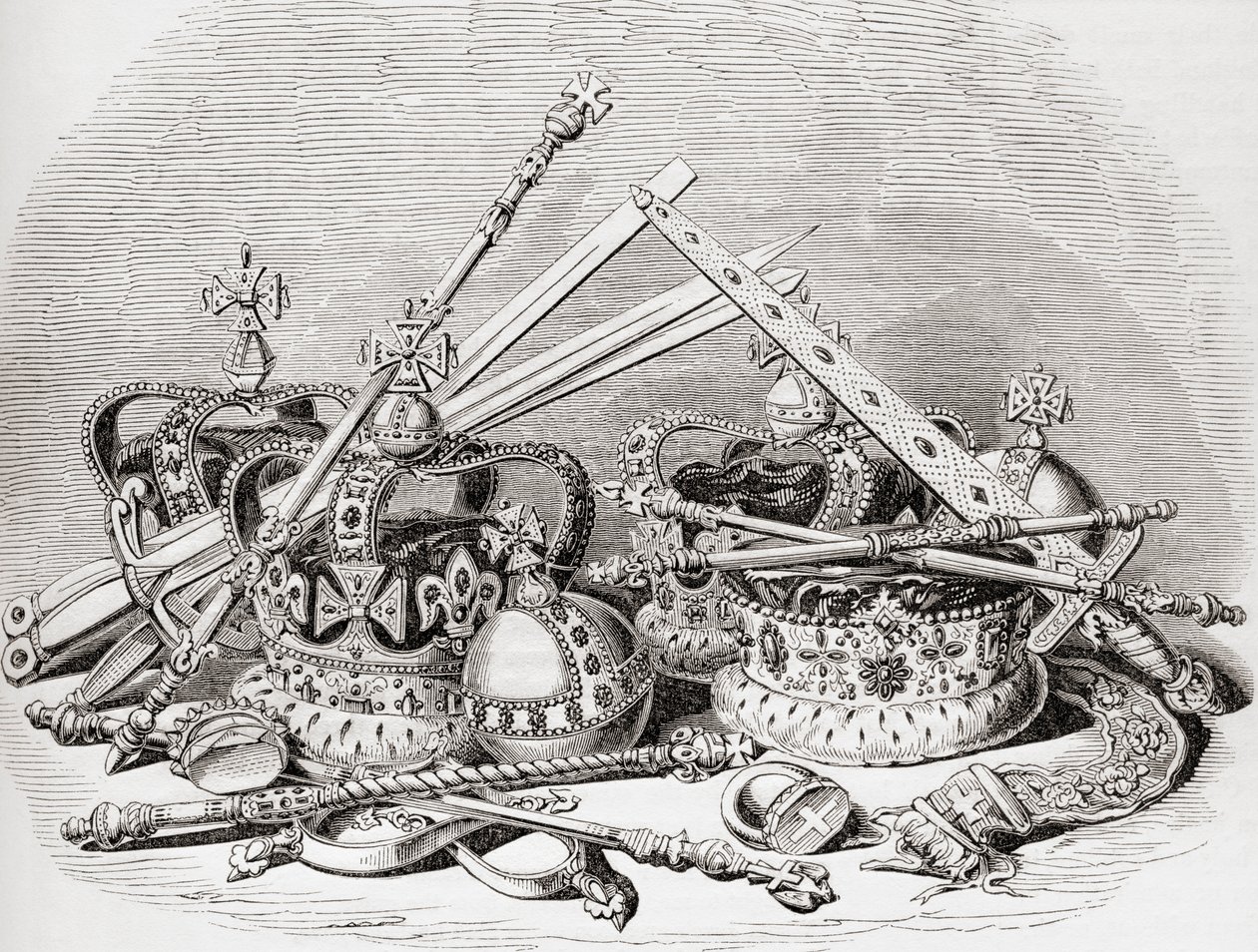 Regalia angielskie ze Starej Anglii: A Pictorial Museum, wyd. 1847 autorstwa English School