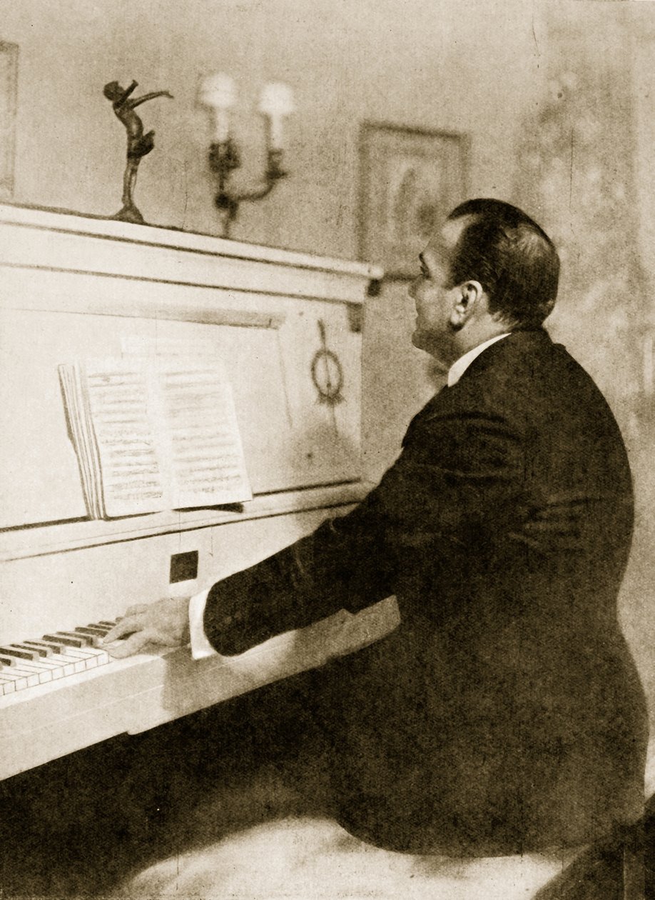 Enrico Caruso przy fortepianie autorstwa English School