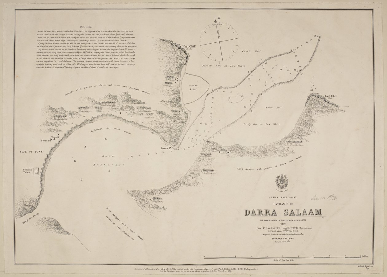 Wejście do Darra Salaam przez komandora R. Bradshawa, HMS Star autorstwa English School