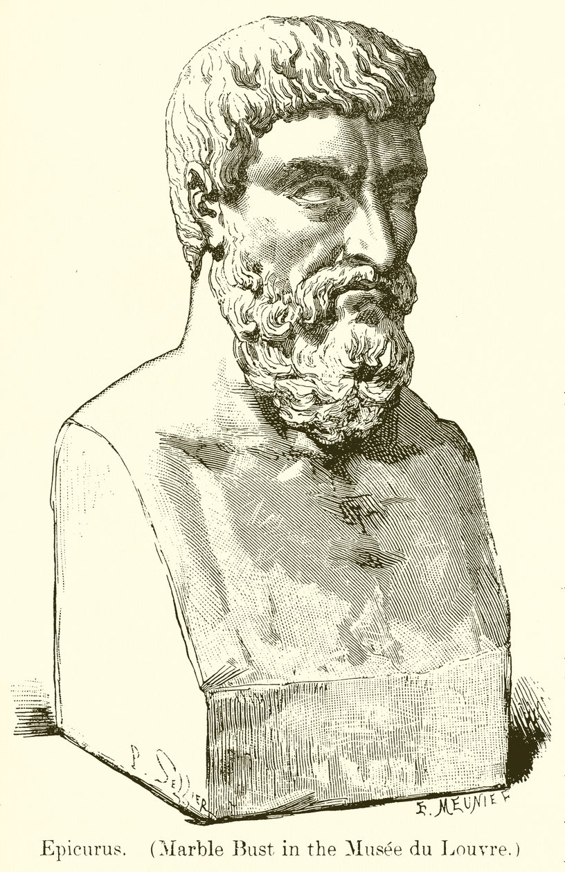 Epikur. (Marmurowe popiersie w Musee du Louvre) (rycina) autorstwa English School