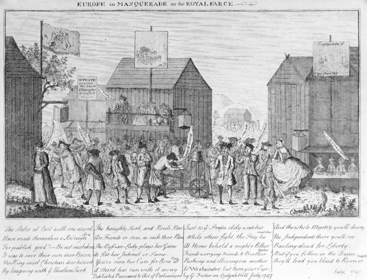 Europa w maskaradzie, czyli farsa królewska, G. Foster, 1747 autorstwa English School