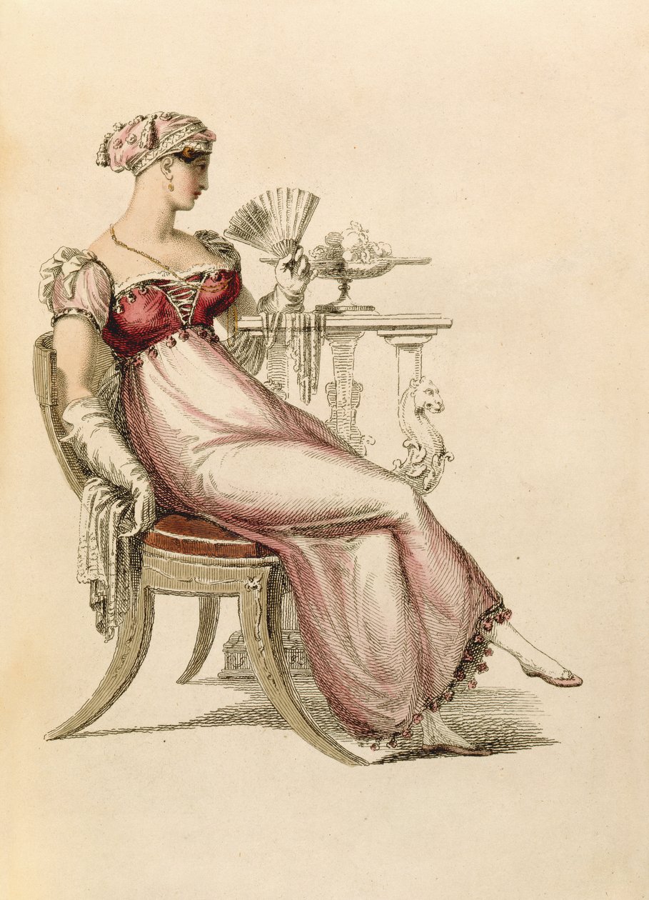 Suknia wieczorowa lub suknia balowa, modny talerz z Ackermanns Repository of Arts autorstwa English School