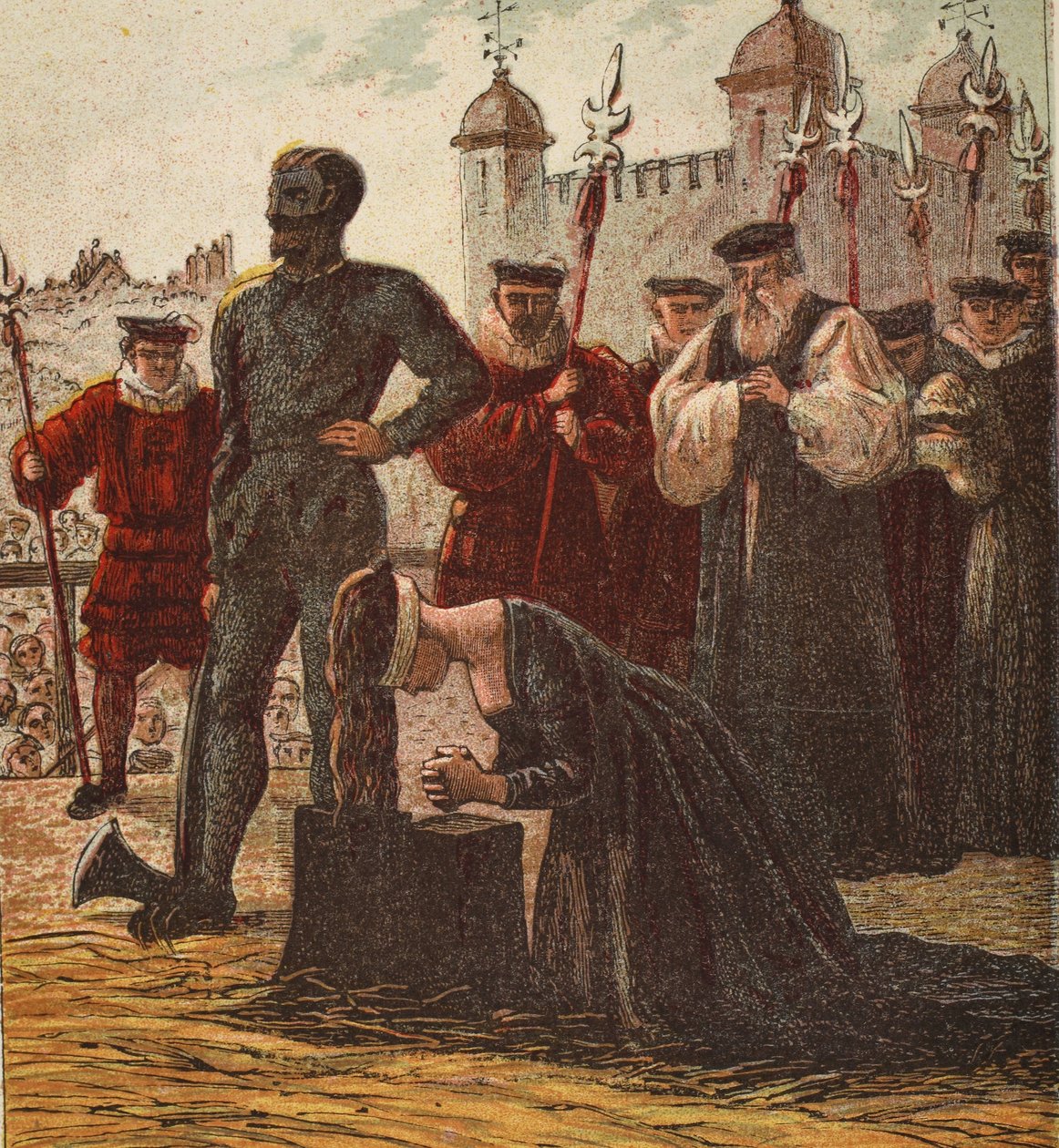 Egzekucja Lady Jane Grey, wyd. 1890 (litografia kolorowa) autorstwa English School