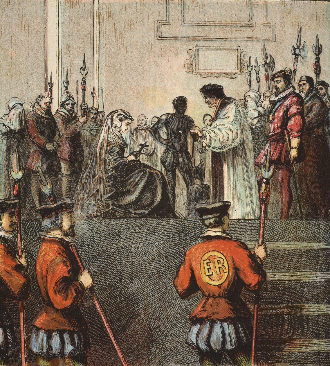 Egzekucja Marii, królowej Szkotów, wyd. 1890 (litografia kolorowa) autorstwa English School