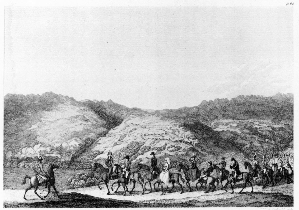 Wyprawa w głąb lądu prowadzona przez de Mist, z Podróży w Afryce Południowej Hinricha Lichtensteina, ryt. George Corbould, 1812 autorstwa English School