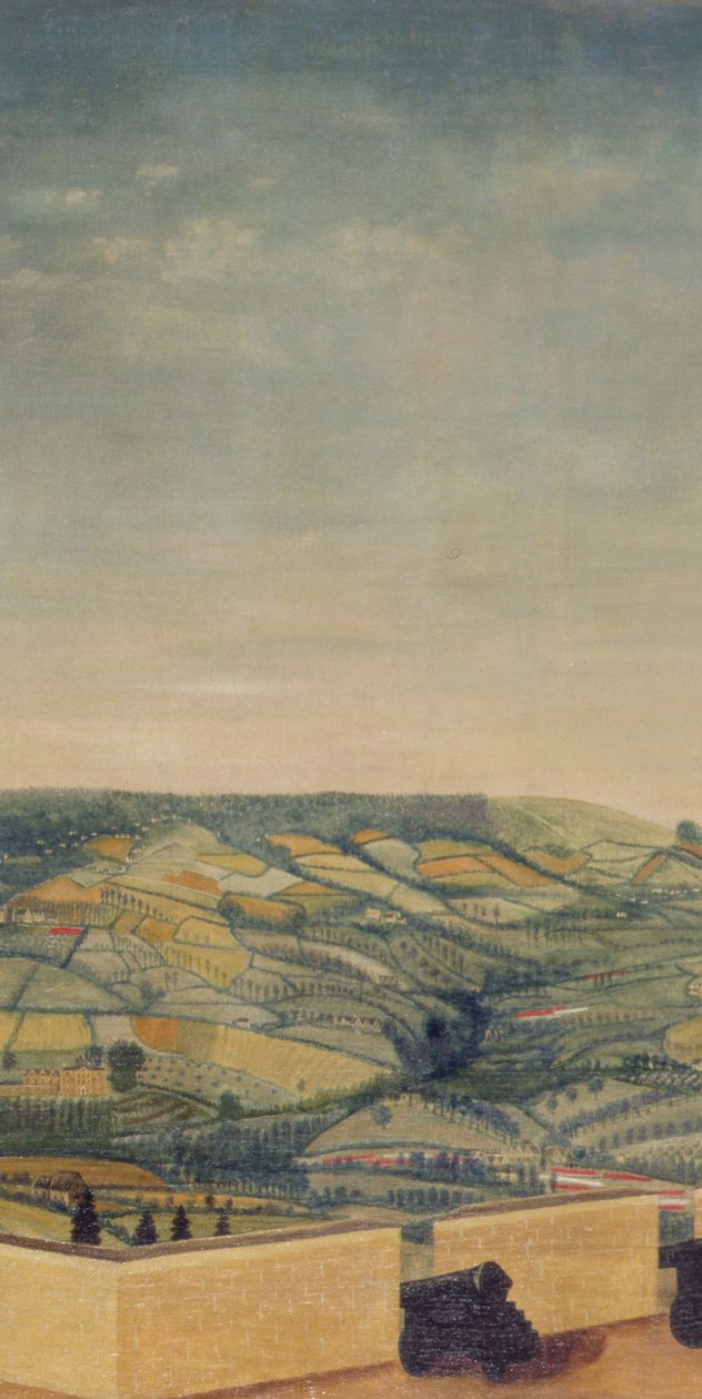 Rozległy krajobraz widziany z fortu Rodborough, ok. 1764 (olej na płótnie) (detal 65821) autorstwa English School