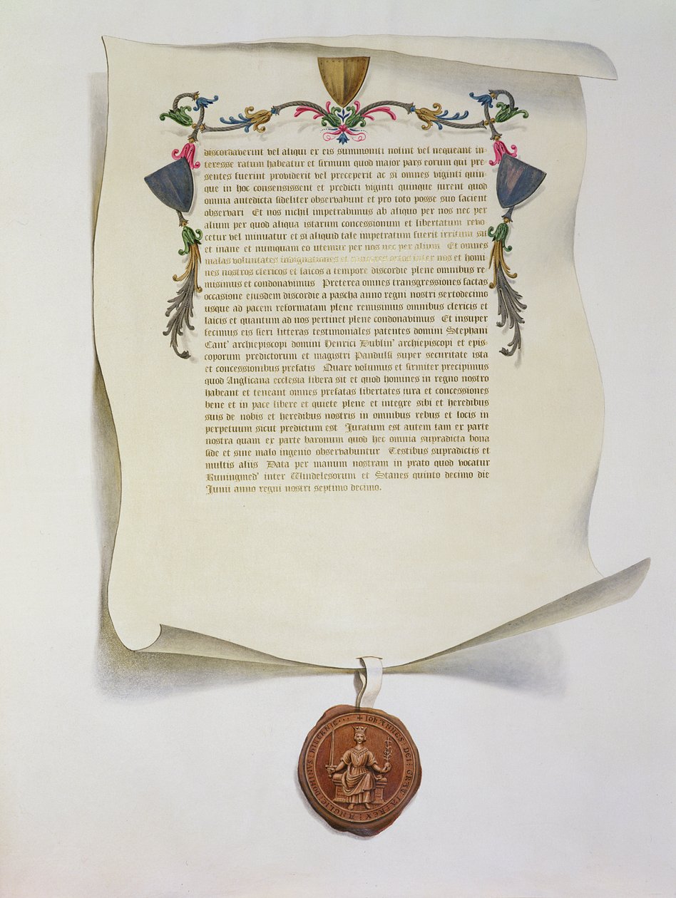 Wydanie faksymilowe Magna Carta, wydane po raz pierwszy w 1225, 1816 autorstwa English School