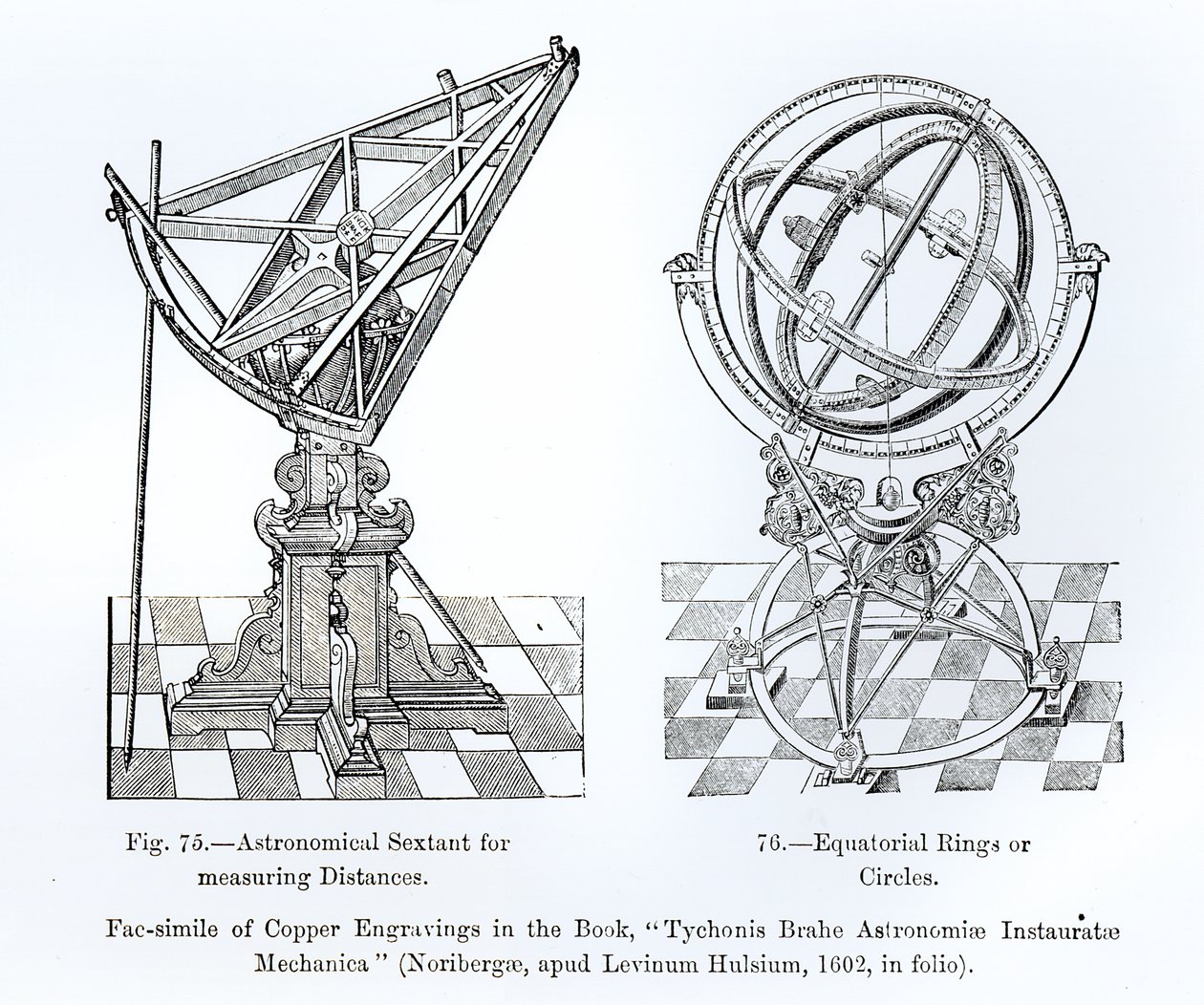 Faksymile miedzianych rycin z Tychonis Brahe Astronomiae Instauratae Mechanica, 1602 autorstwa English School