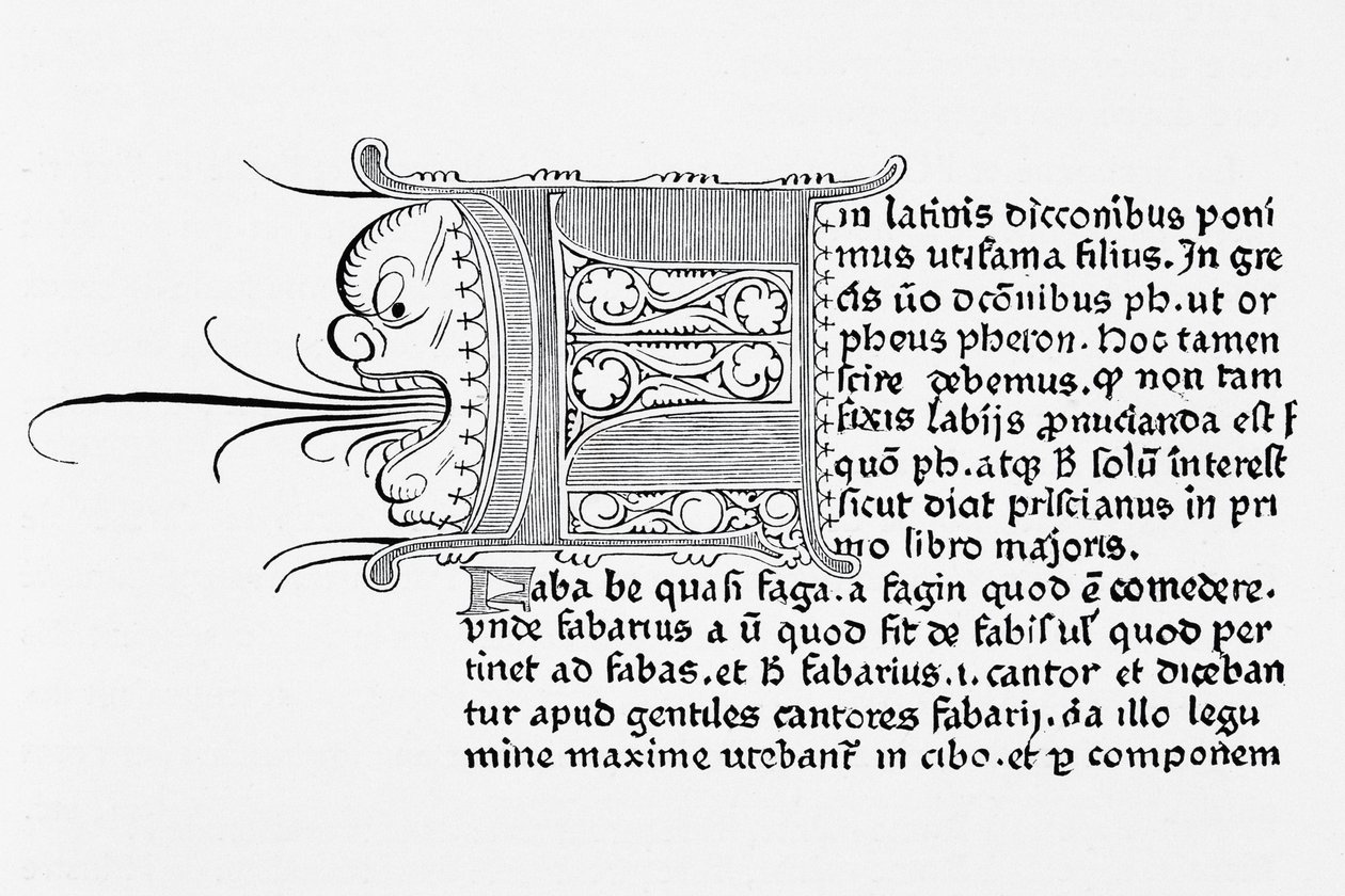 Faksymile strony z Catholicon, wydrukowane przez Johannesa Gutenberga, Moguncja, 1460 autorstwa English School