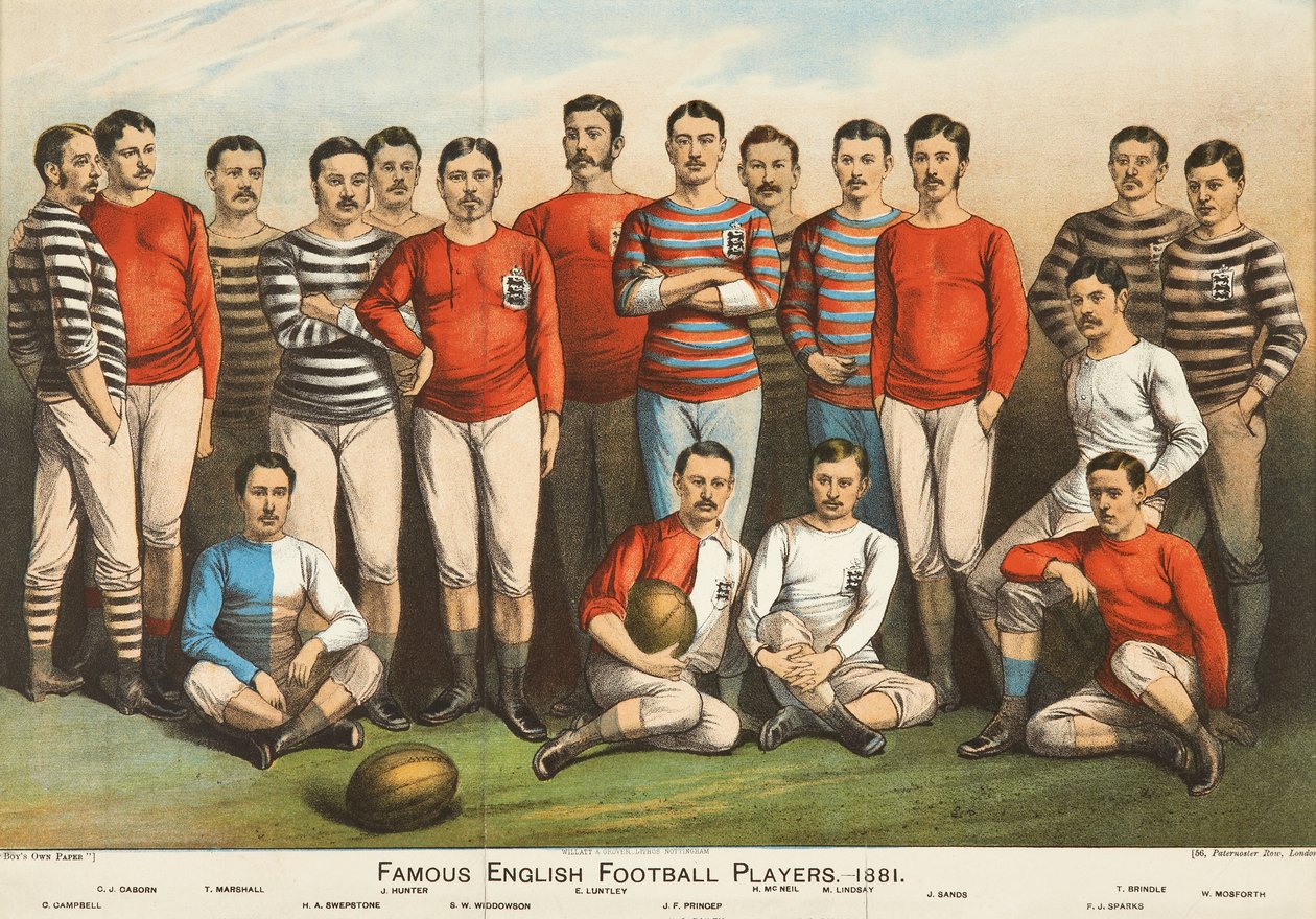 Znani angielscy piłkarze z 1881 roku, z Boys Own autorstwa English School