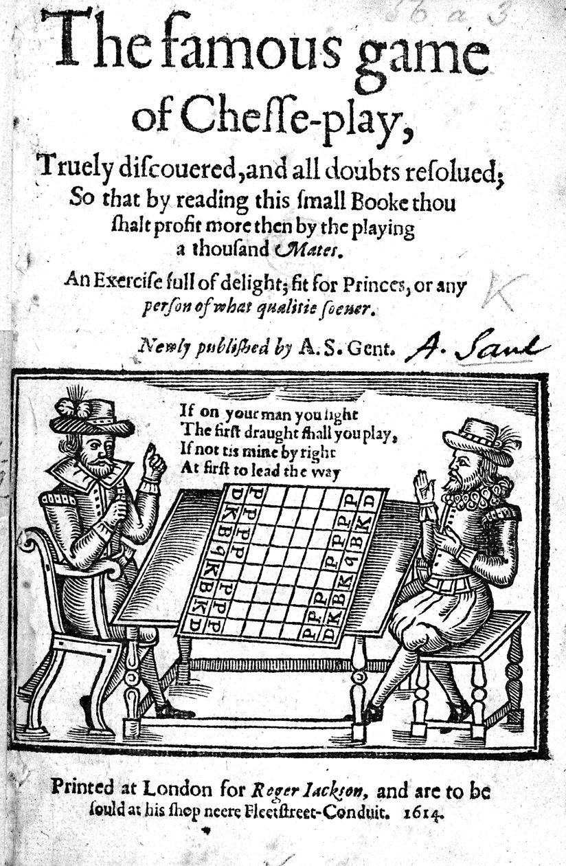 Słynna gra w szachy, 1614 (drzewryt) autorstwa English School