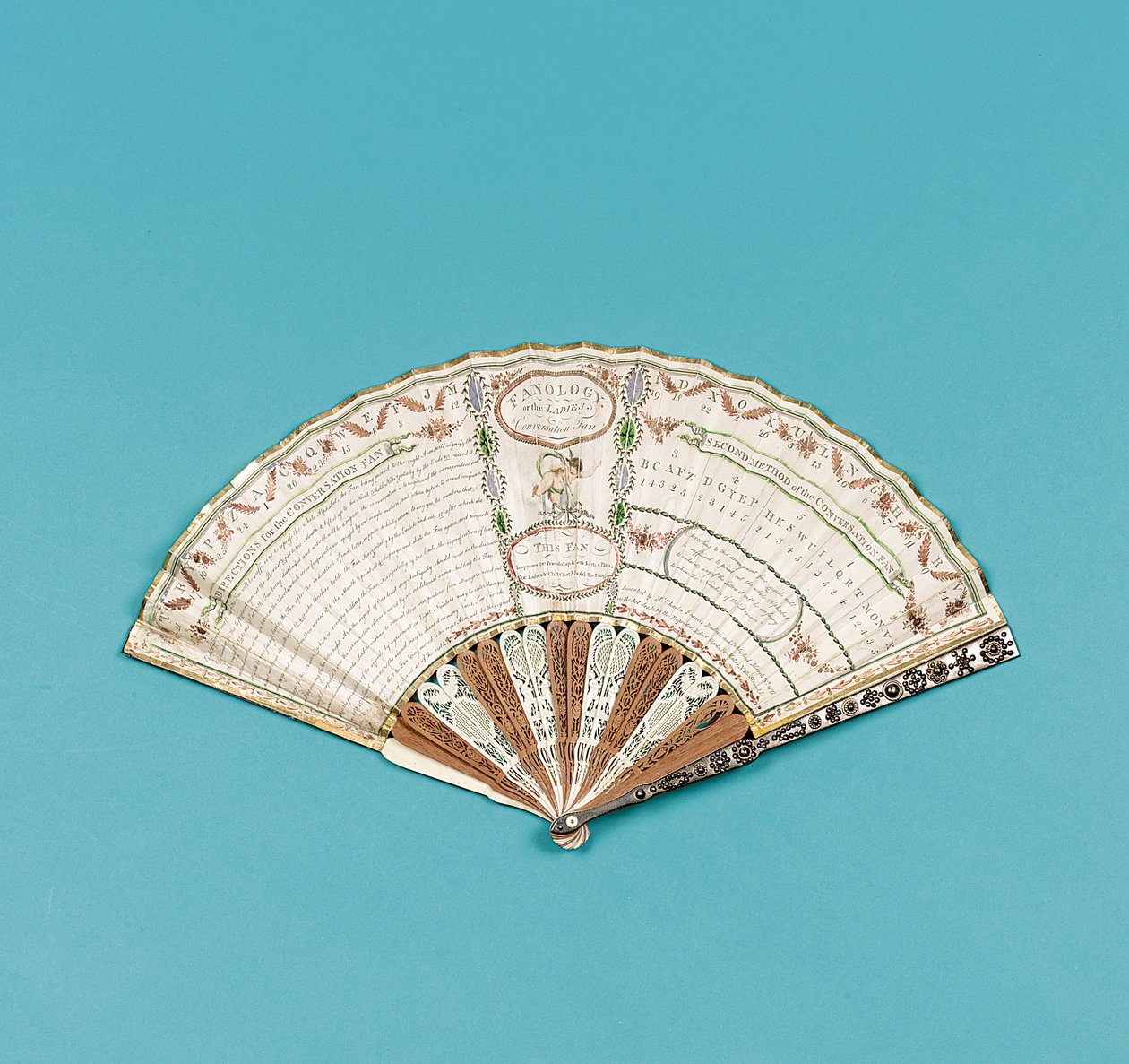 Wachlarz z nadrukiem „Fanology or the Ladies Conversation Fan” Charlesa Francisa Badiniego, wydanie 1797 autorstwa English School