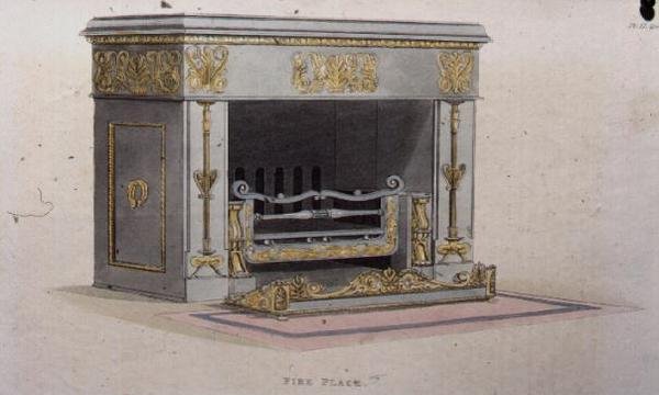 Płyta ogniowa, tablica 152 z Repozytorium Sztuki Ackermanna, wydana 1825 (kolor lito) autorstwa English School