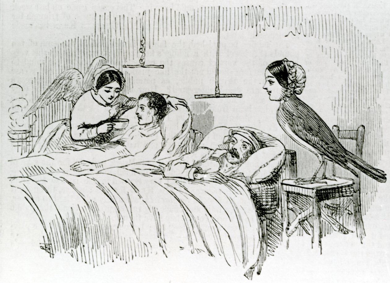 Florence Nightingale i jeden z jej aniołów usługujących na Krymie autorstwa English School