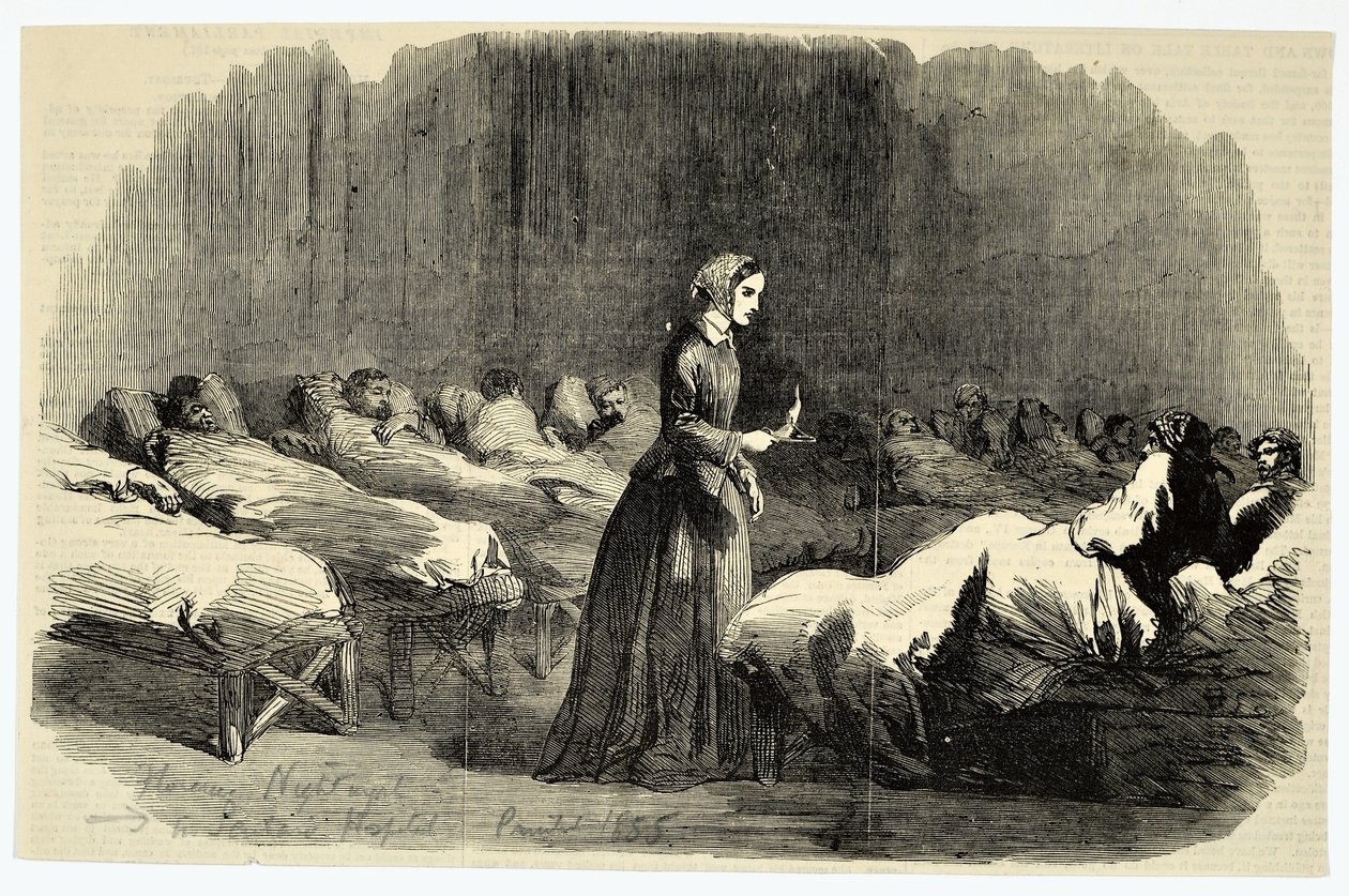 Florence Nightingale w szpitalu Barrack, Scutari, 1855 autorstwa English School